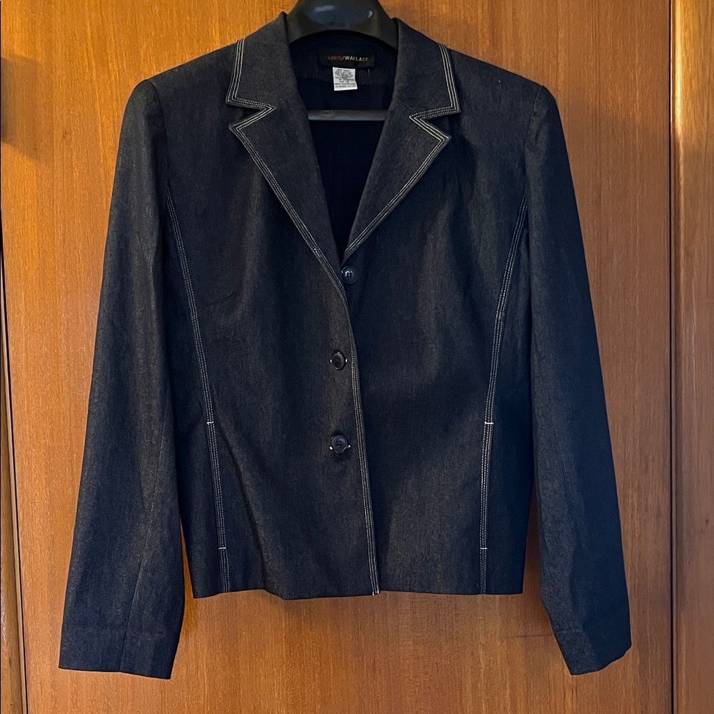 Denim blue Blazer with classic lapel by Harris/Wallace